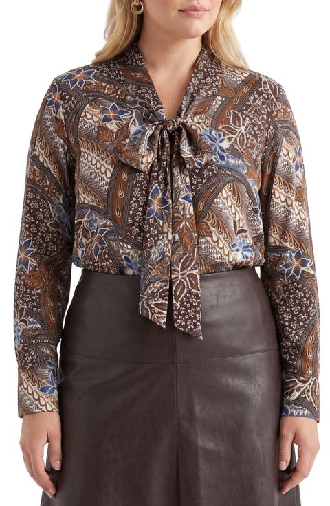 Bow Split Neck Long Sleeve Top