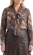 Karen Kane Bow Split Neck Long Sleeve Top
