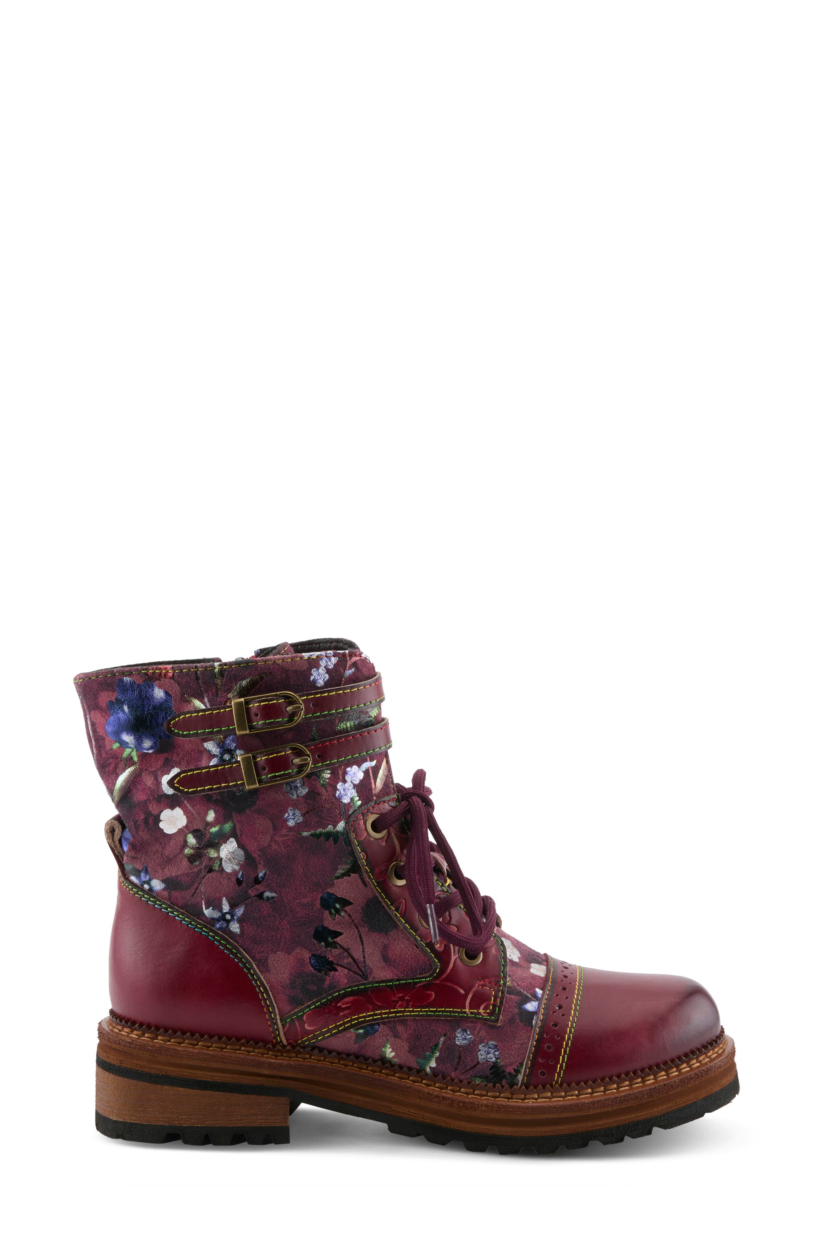 All The Way Floral Lace-Up Bootie, Alternate, color, BORDEAUX MULTI