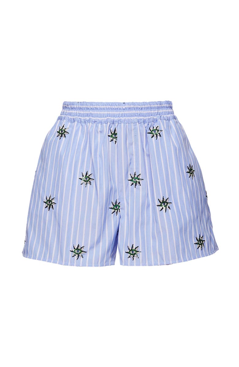 La DoubleJ Pull-Up Shorts Third Eye Embroidered Light Blue, Alternate, color, Third Eye Light Blue