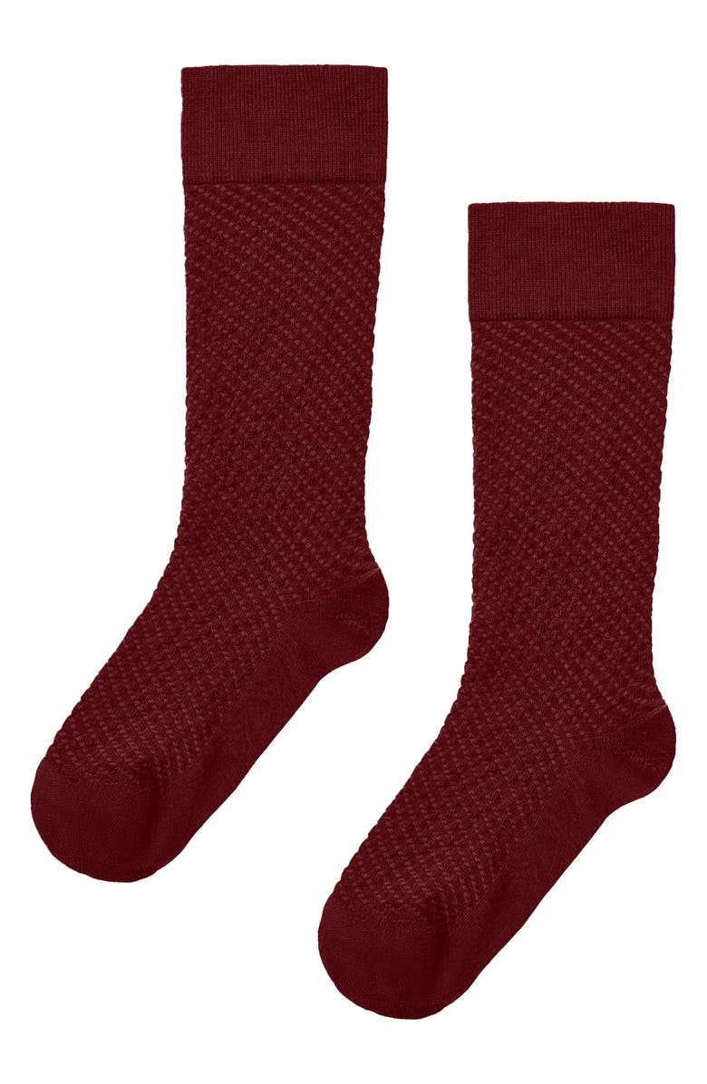 Wolford Dot Virgin Wool Blend Crew Socks, Alternate, color, Midnight Red
