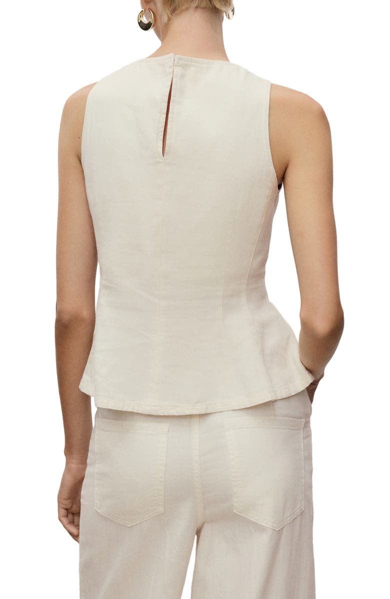 MANGO Flared Cotton & Linen Denim Top, Alternate, color, Off White