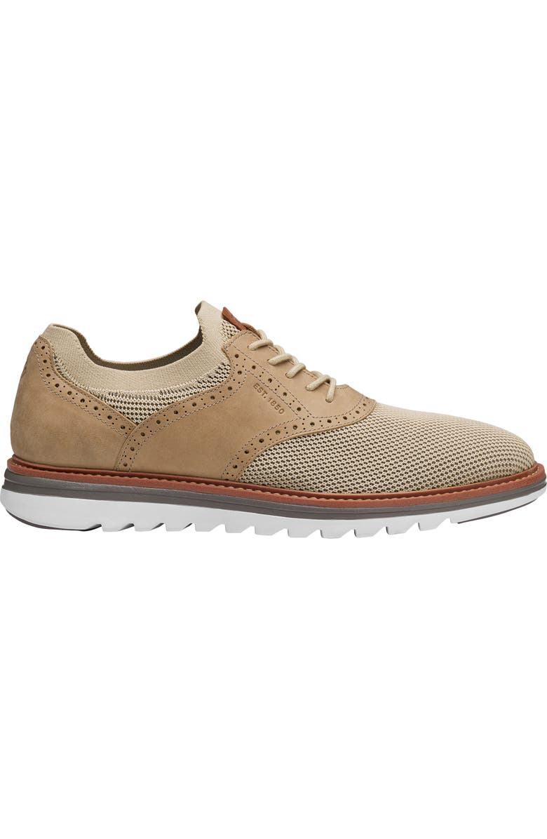 Johnston & Murphy Braxton Knit Saddle Shoe, Alternate, color, Beige Knit/ Nubuck