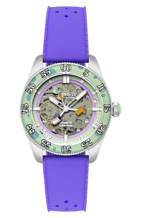 x SpongeBob SquarePants Croft Midsize Automatic Rubber Strap Watch, 40mm