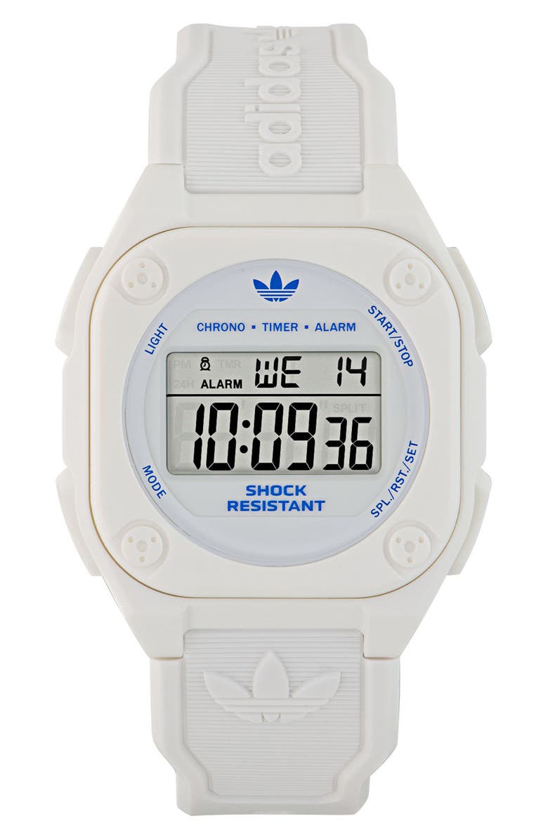 adidas City Tech 4 Silicone Strap Watch, 42mm, Main, color, White
