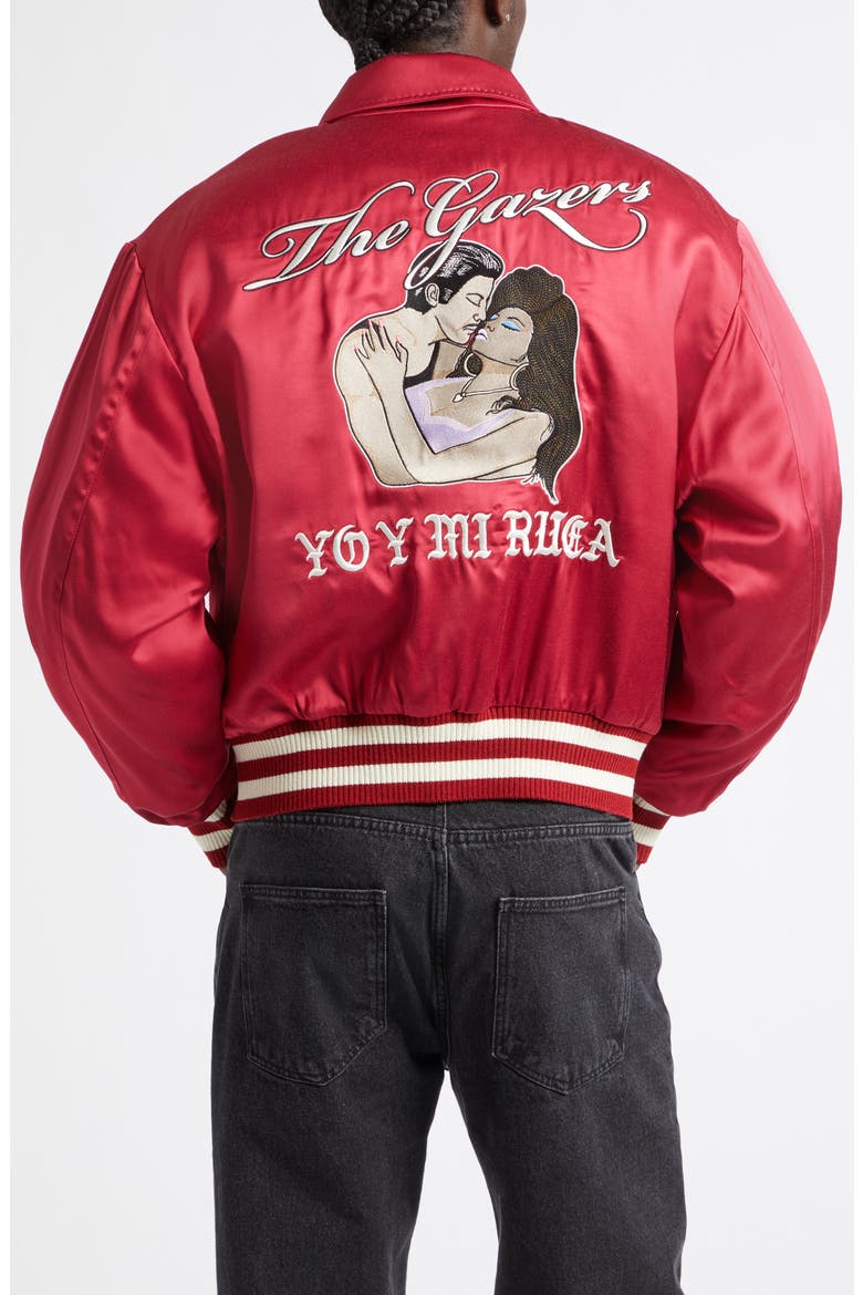 Aces Satin Club Jacket, Main, color, RED