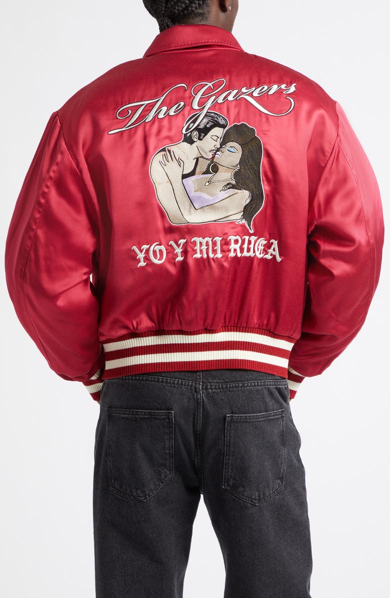 Second Layer Aces Satin Club Jacket, Main, color, Red