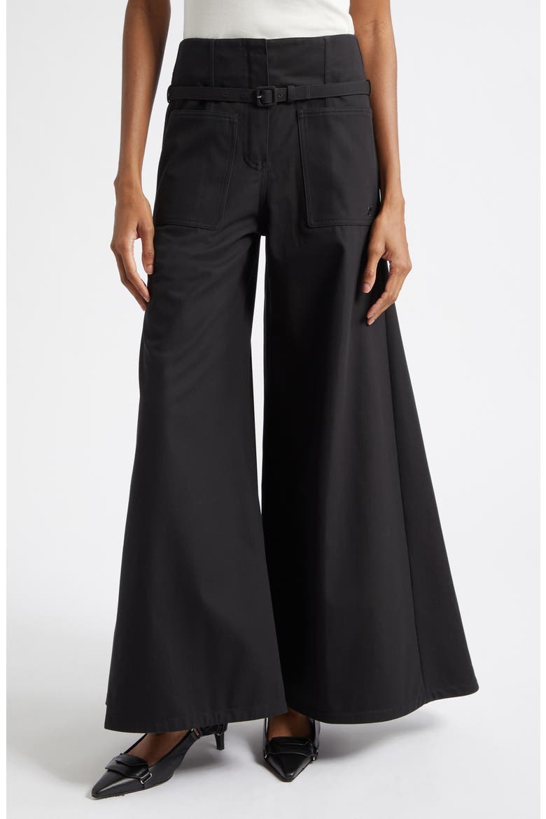 Cotton Canvas Palazzo Pants, Main, color, BLACK