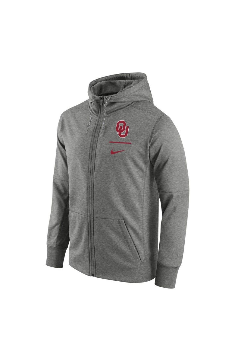 Nike Men's Nike Heathered Gray Oklahoma Sooners Logo Stack Performance Full-Zip Hoodie, Alternate, color, 