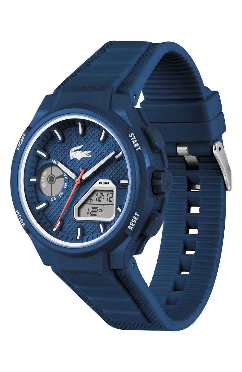 Lacoste LC33 Silicone Strap Watch, 45mm, Alternate, color, Blue