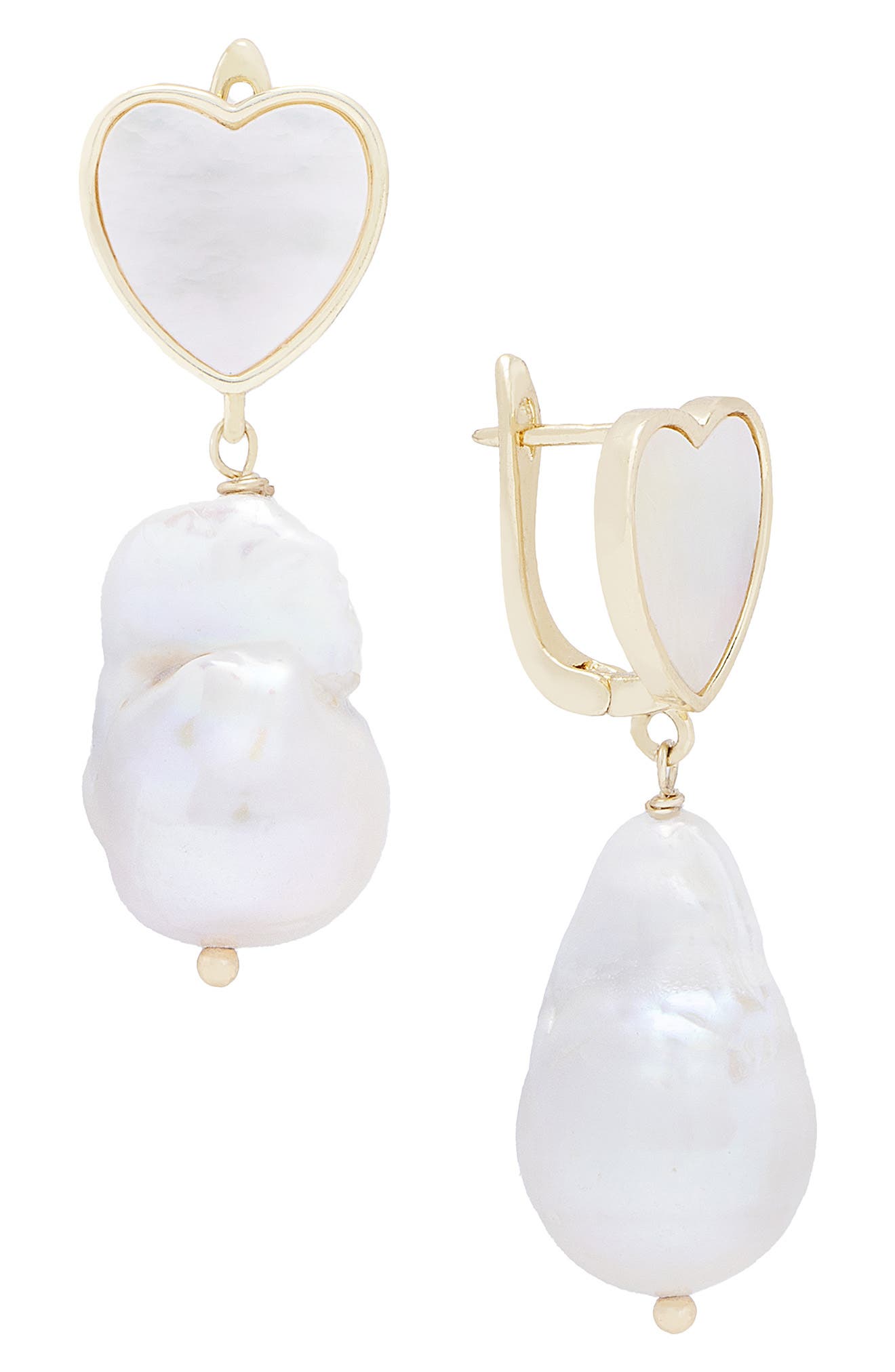 SAACHI Faux Pearl Heart Drop Earrings