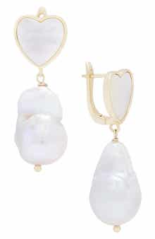 SAACHI Faux Pearl Heart Drop Earrings
