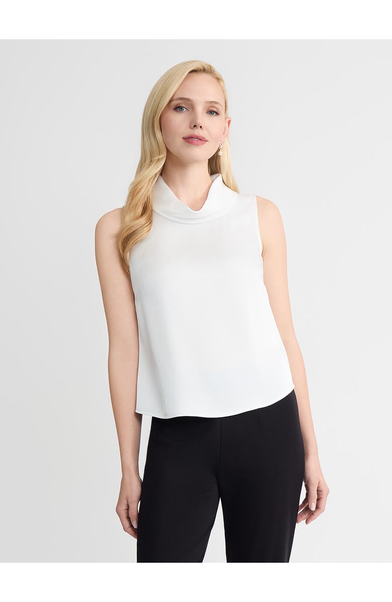 Misook Pearlescence Crepe de Chine Blouse, Main, color, White