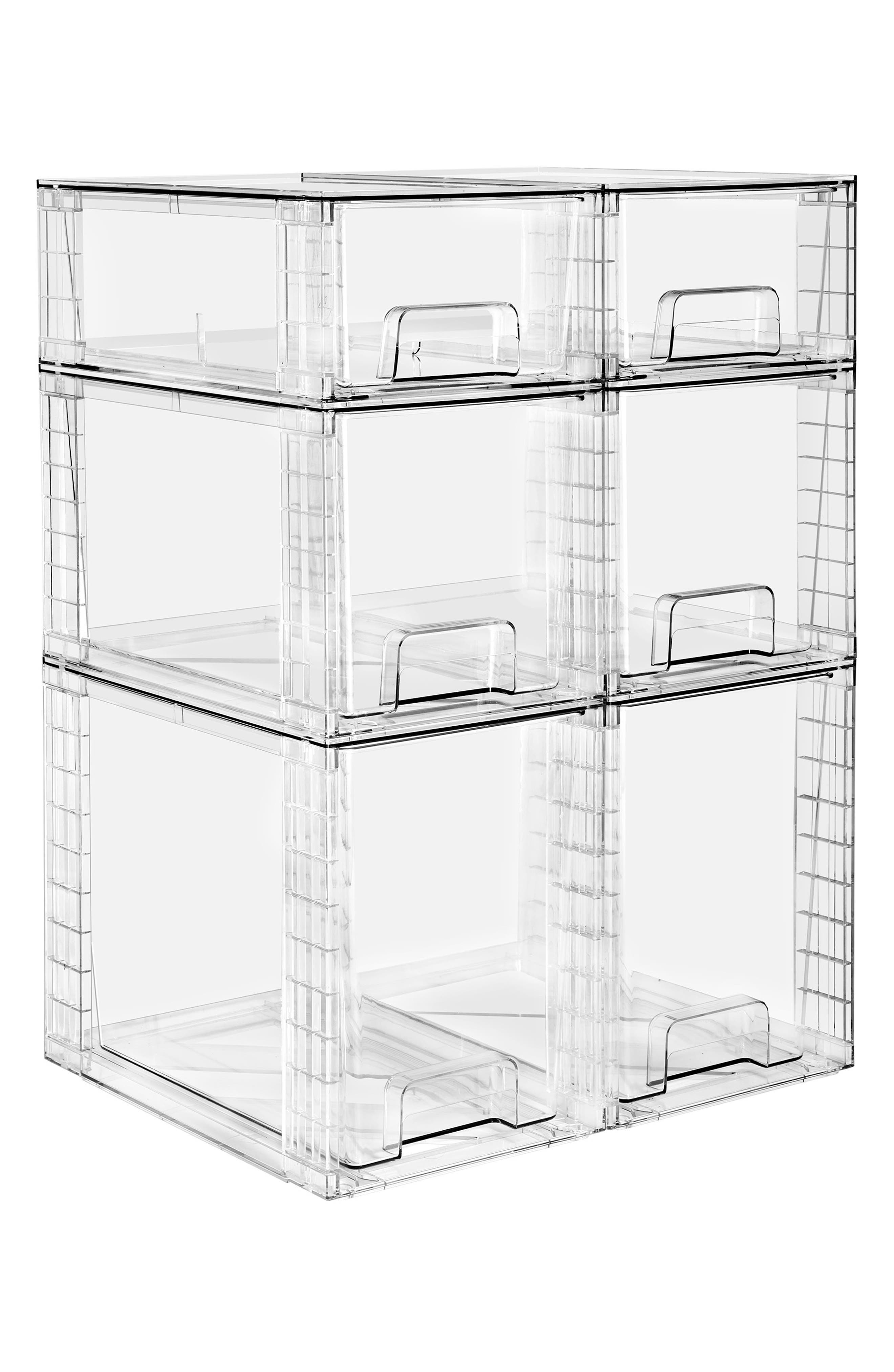 6-Piece Stackable Clear Storage Drawer Set