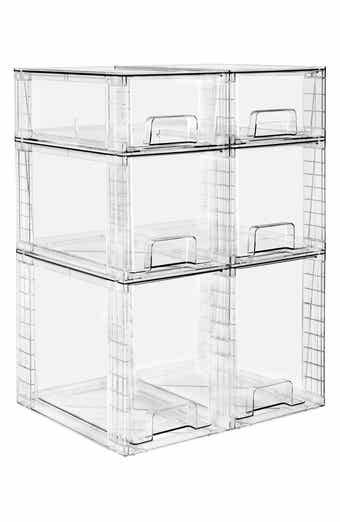 6-Piece Stackable Clear Storage Drawer Set