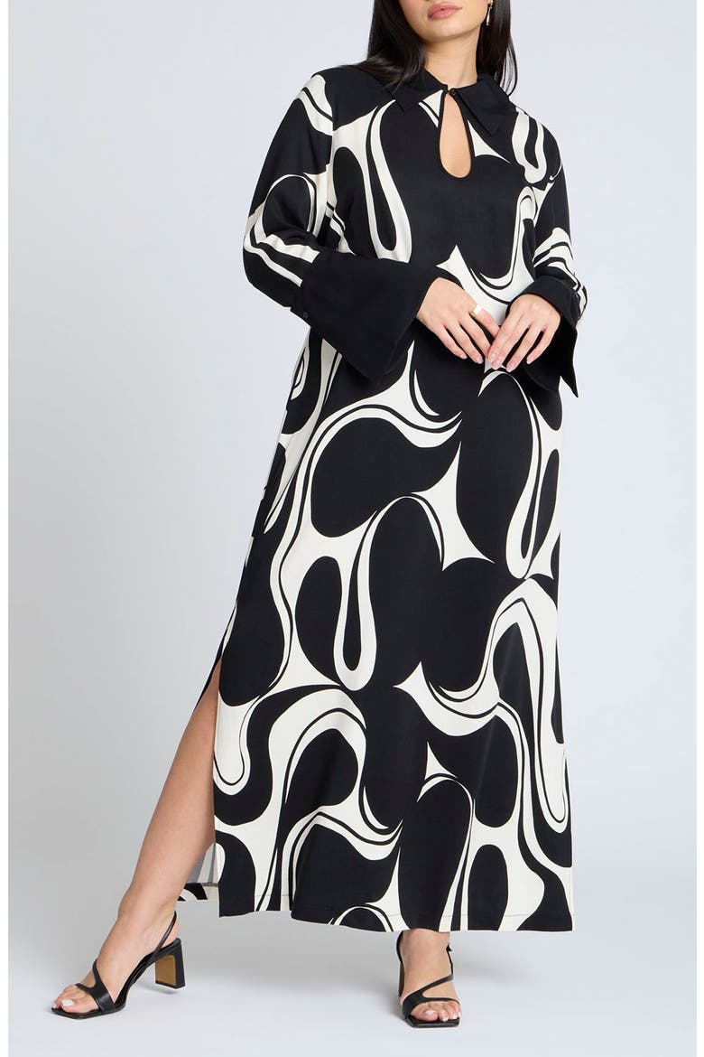 Printed Collared Maxi Dress, Main, color, COOKIES & CREAM