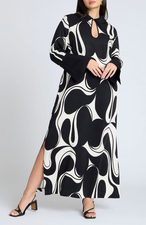 Printed Collared Maxi Dress