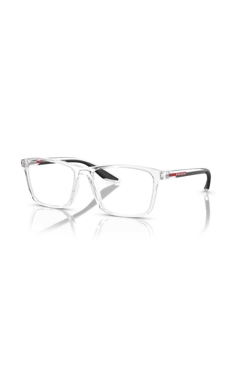 Prada Linea Rossa 56mm Rectangle optical glasses, Main, color, Transparent
