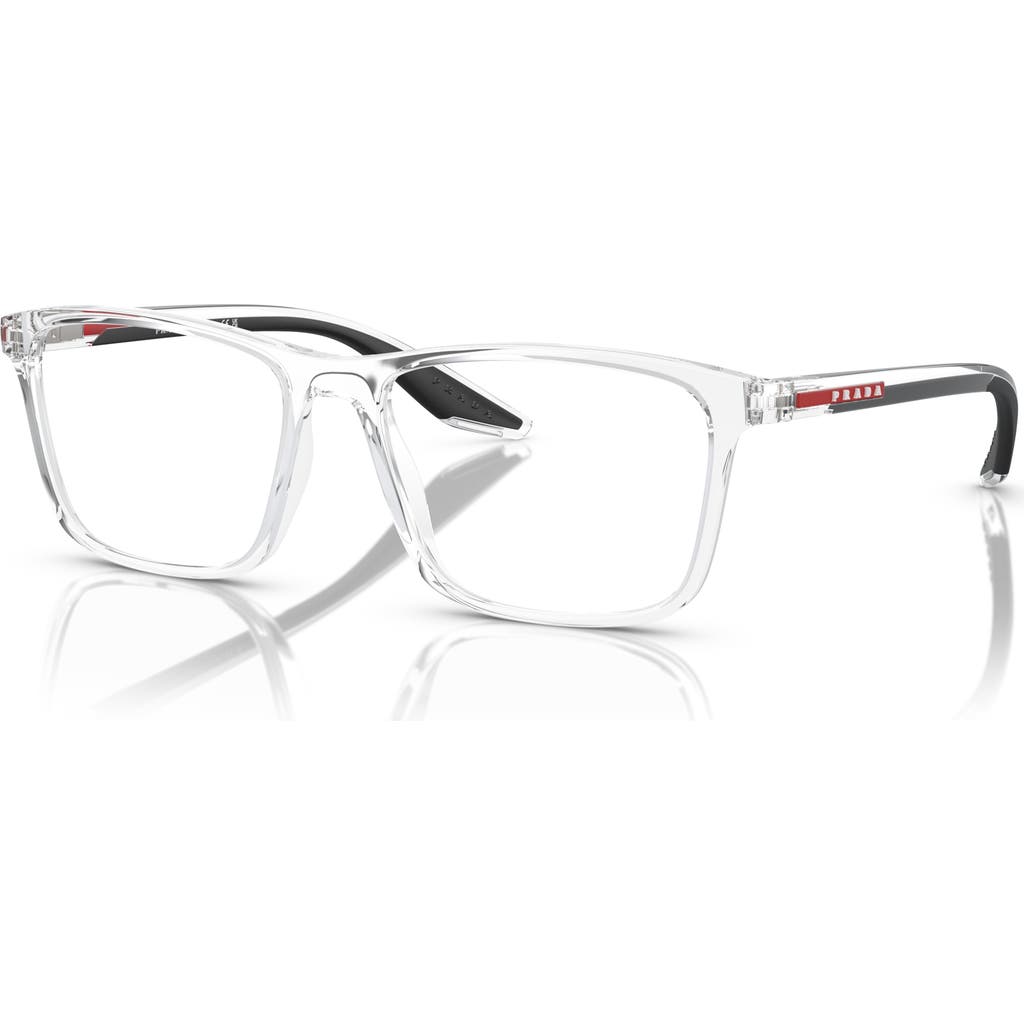 Prada Linea Rossa 56mm Rectangle Optical Glasses In Metallic