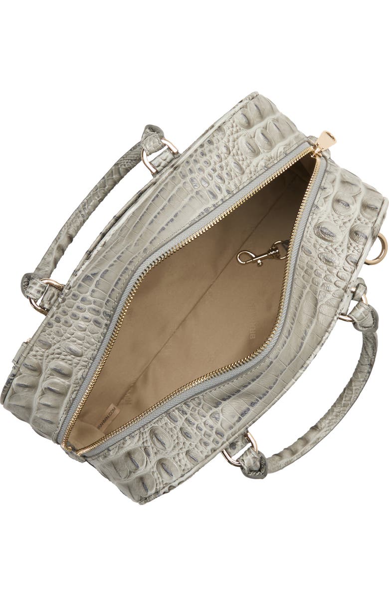 Brahmin Marissa Croc Embossed Leather Satchel, Alternate, color, Dove Alden Road