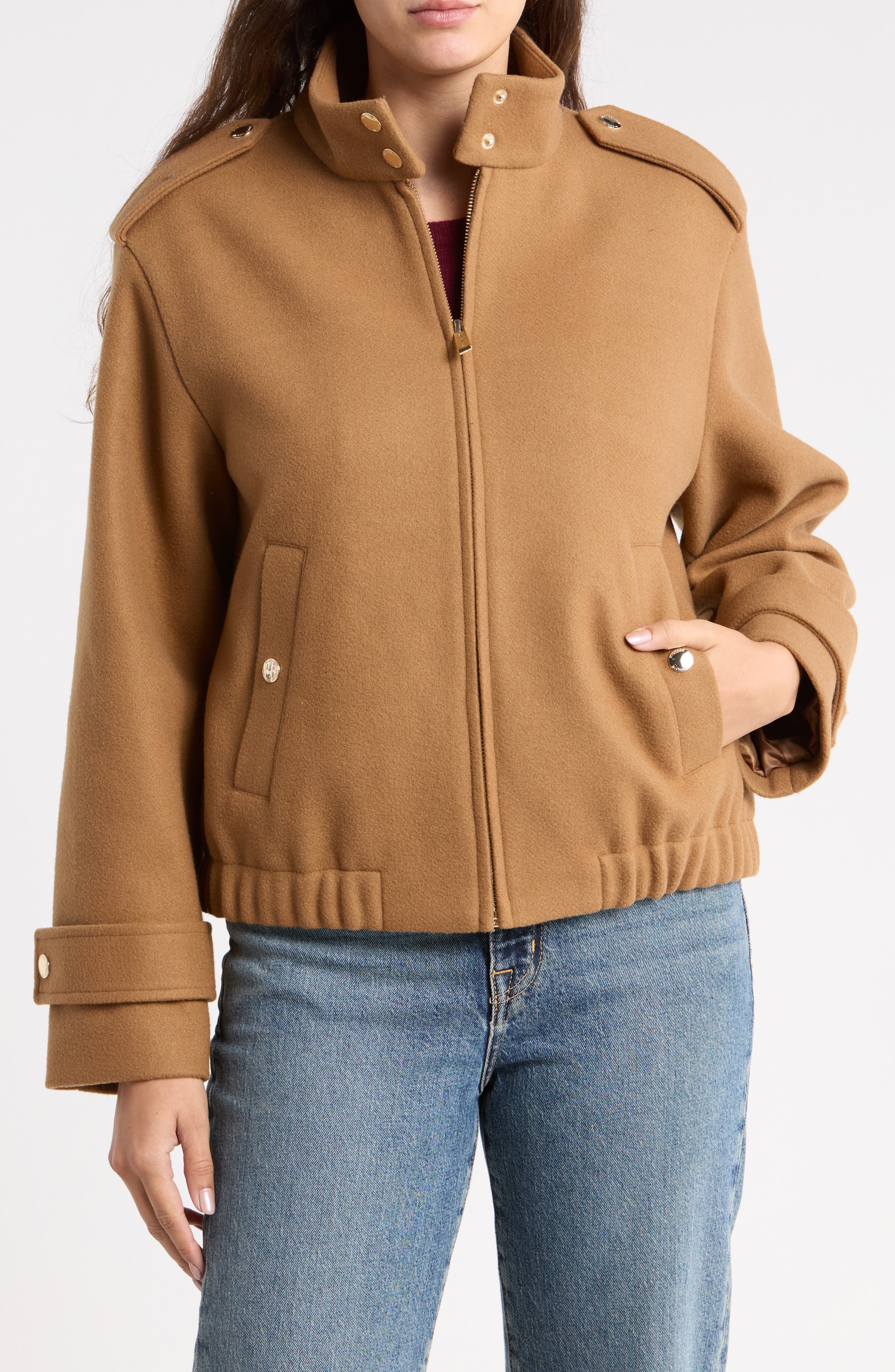 Faux Wool Bomber Jacket