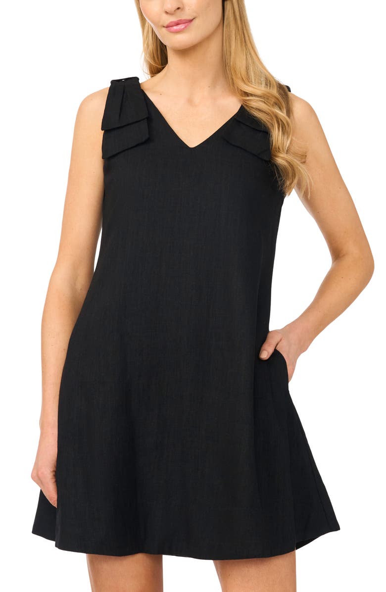 CeCe Bow Shoulder Shift Minidress, Alternate, color, Rich Black