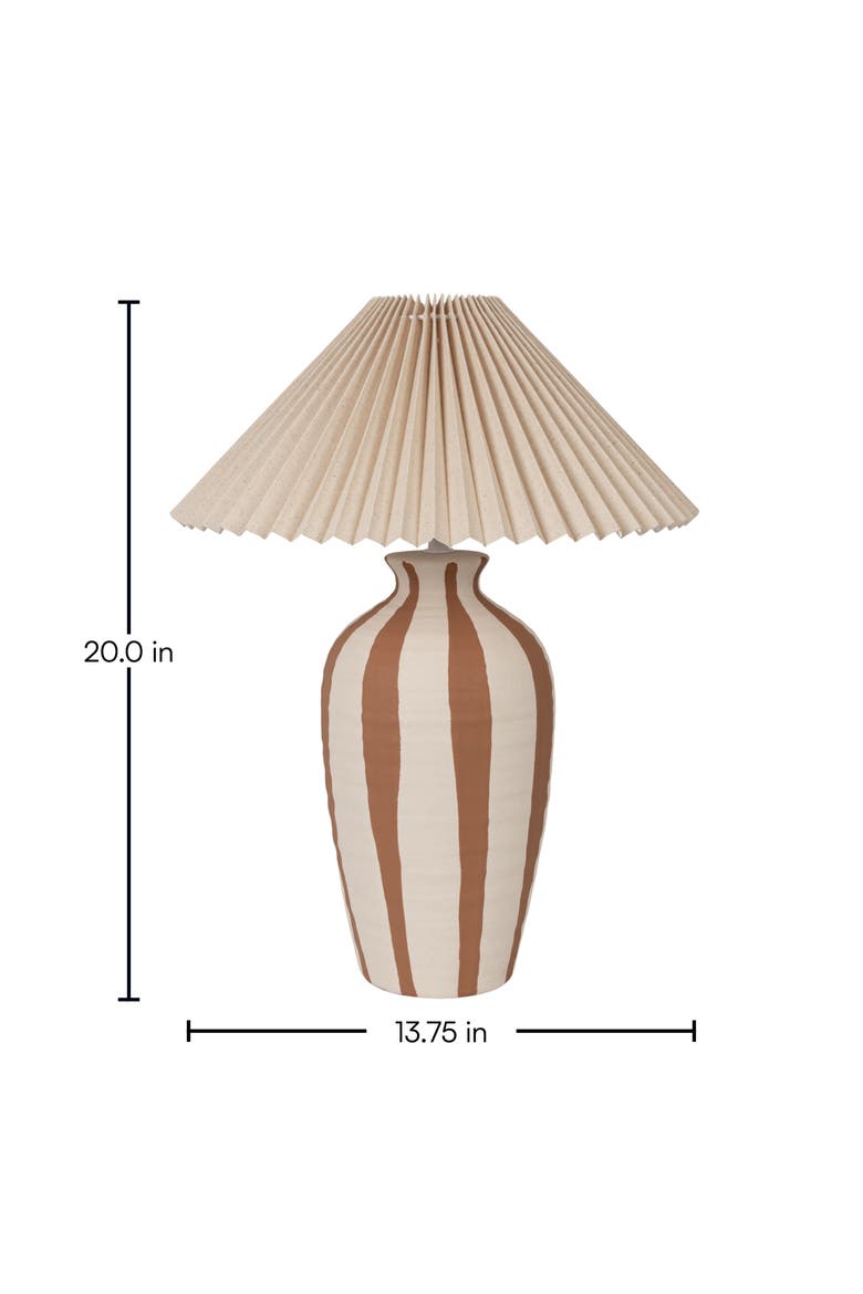 Stoneware Tapered Cylinder Table Lamp with Pleated Linen Empire Shade, Cream, Alternate, color, Multicolor