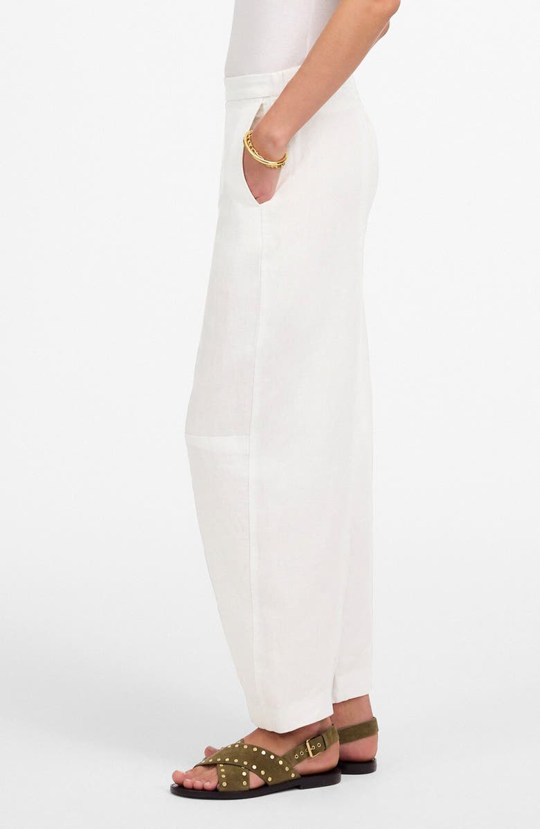 Madewell Barrel Leg Linen Pants, Alternate, color, Salt
