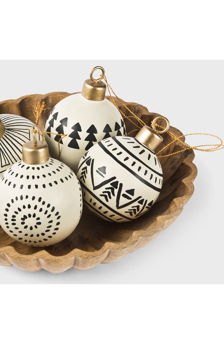 Mela Artisans Wintermark Ornaments, Alternate, color, Soft Tones With Black Motifs