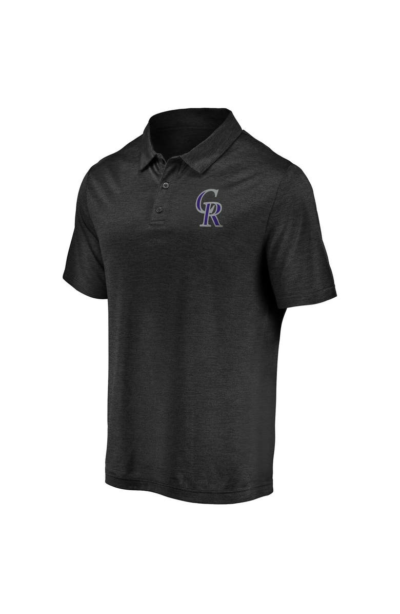 FANATICS Men's Fanatics Branded Black Colorado Rockies Iconic Striated Primary Logo Lightweight Polo, Alternate, color, 