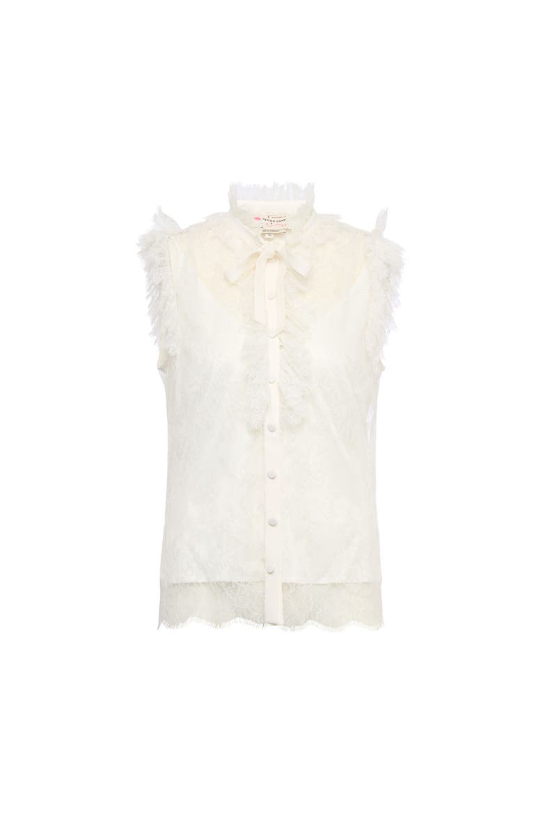 Lace Top With Bow Tie, Main, color, Ecru