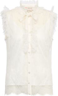 Maison Common Lace Top With Bow Tie