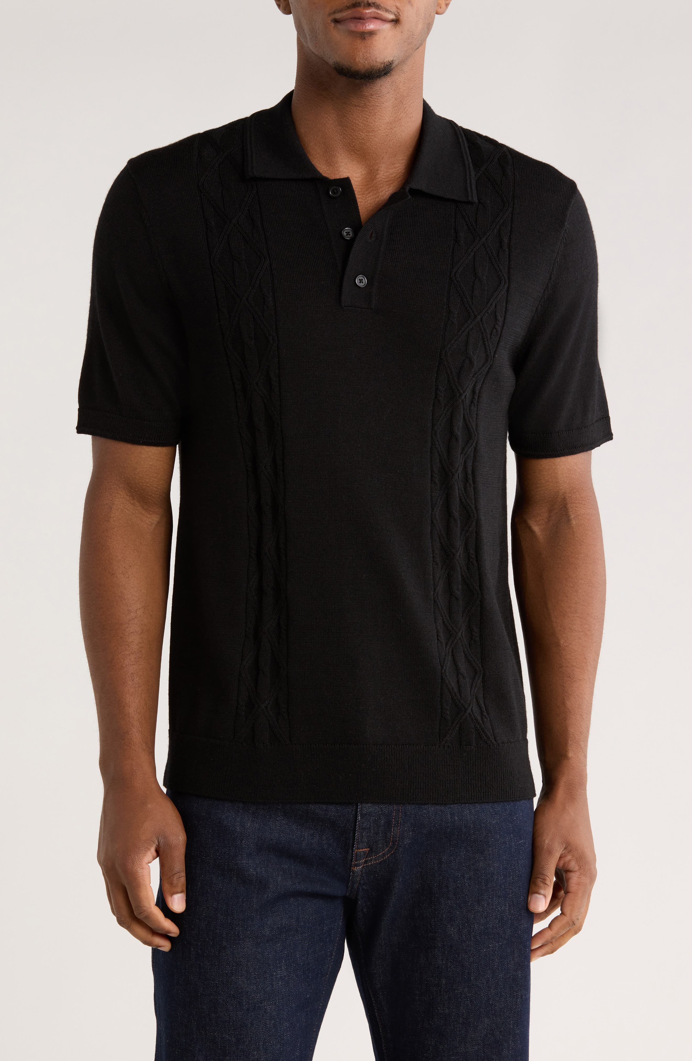 TRUTH Stitch Panel Wool Blend Polo