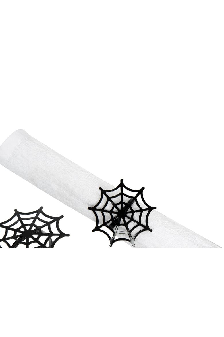 Black Spider Web Decorative Metal Napkin Rings Set of 4, Alternate, color, Black