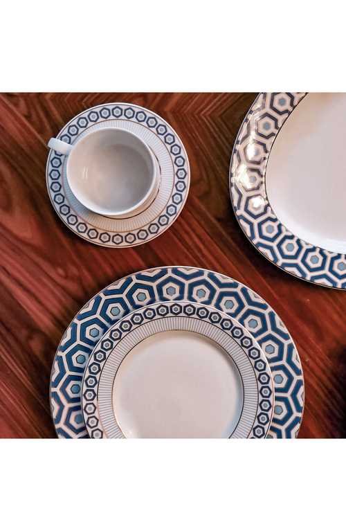 Jonathan Adler Newport Serving Platter In White/blue/gold