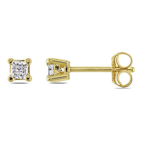 Diamond Princess Stud Earrings 14k Gold