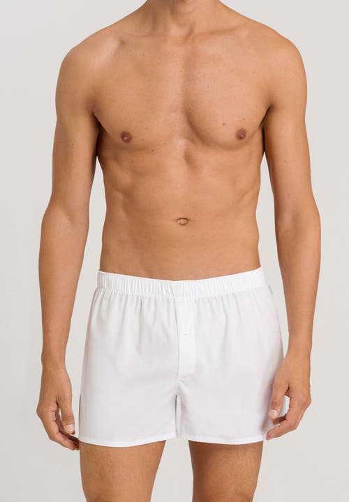 Hanro Fancy Woven Cotton Boxer In White
