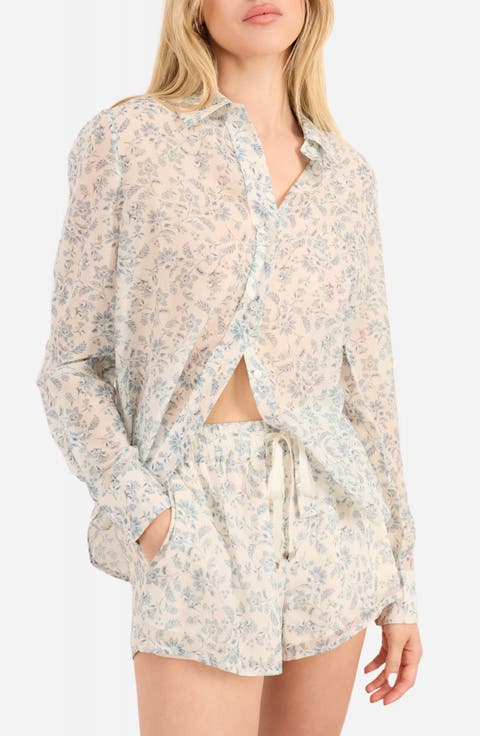 Rafella Floral Cotton & Silk Button-Up Shirt