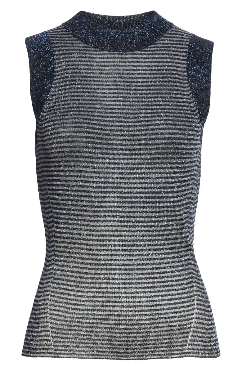rag & bone Raina Metallic Stripe Tank Top, Alternate, color, Denim Blue