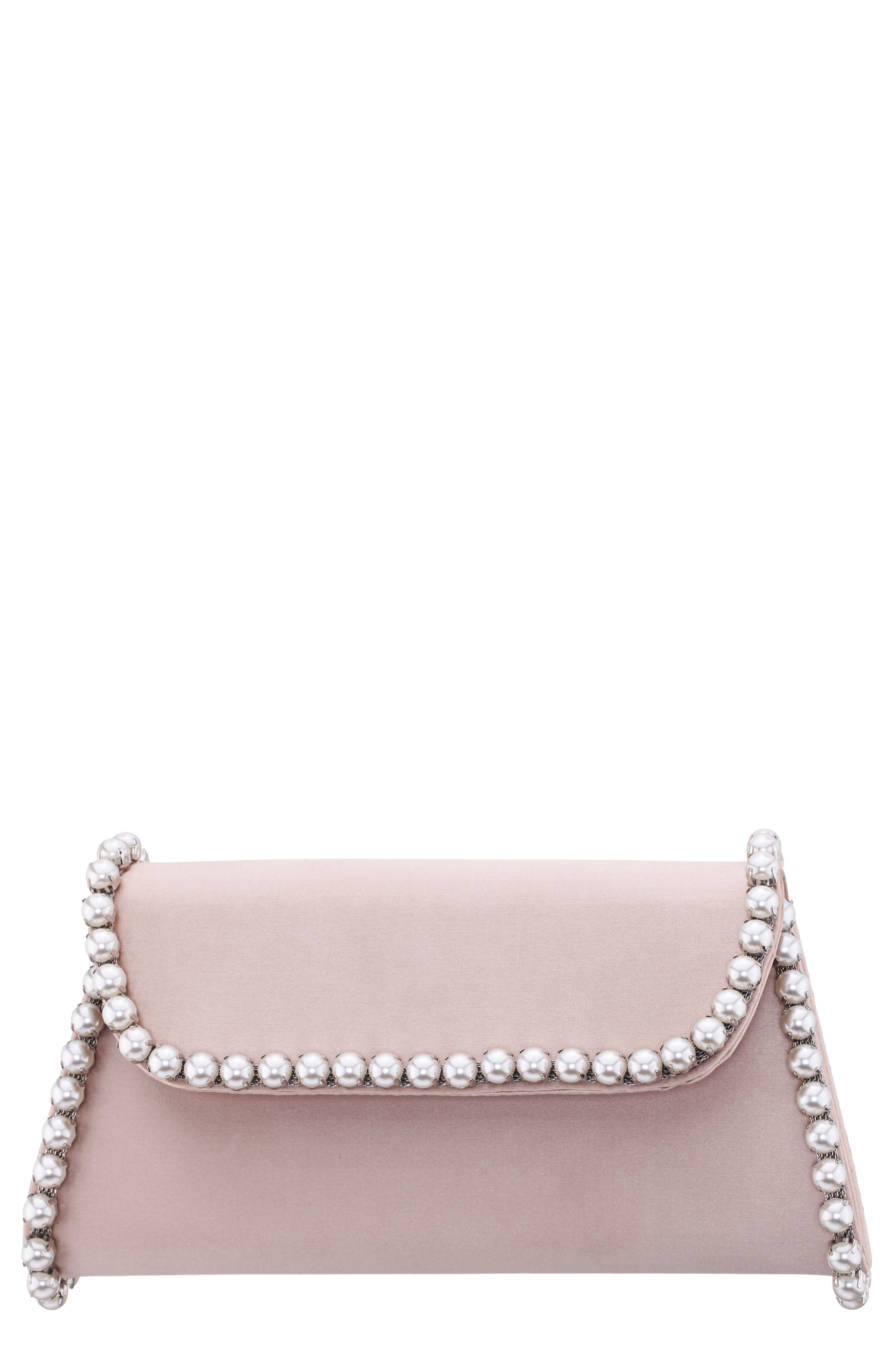 Nina Trysta Clutch, Main, color, Pearl Rose