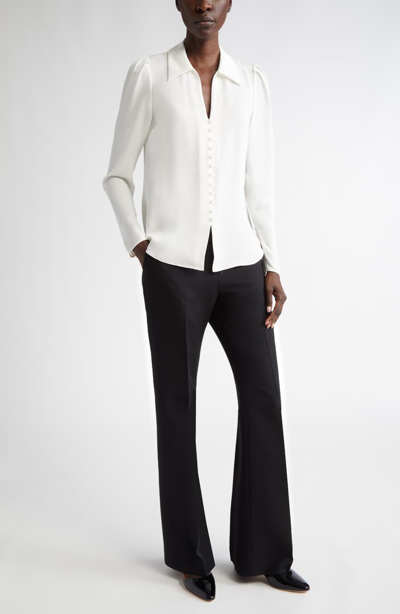 Lafayette 148 New York Wide Collar Puff Sleeve Silk Blouse, Alternate, color, 