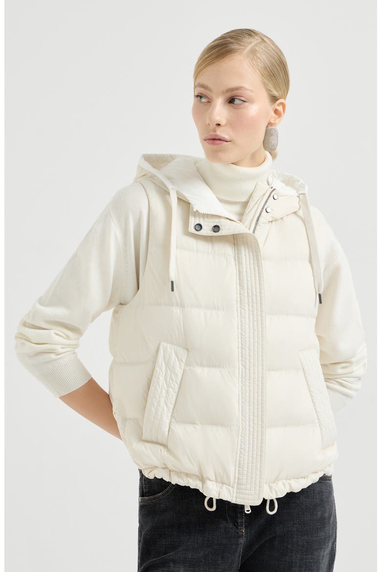 Nylon down vest, Main, color, Milk