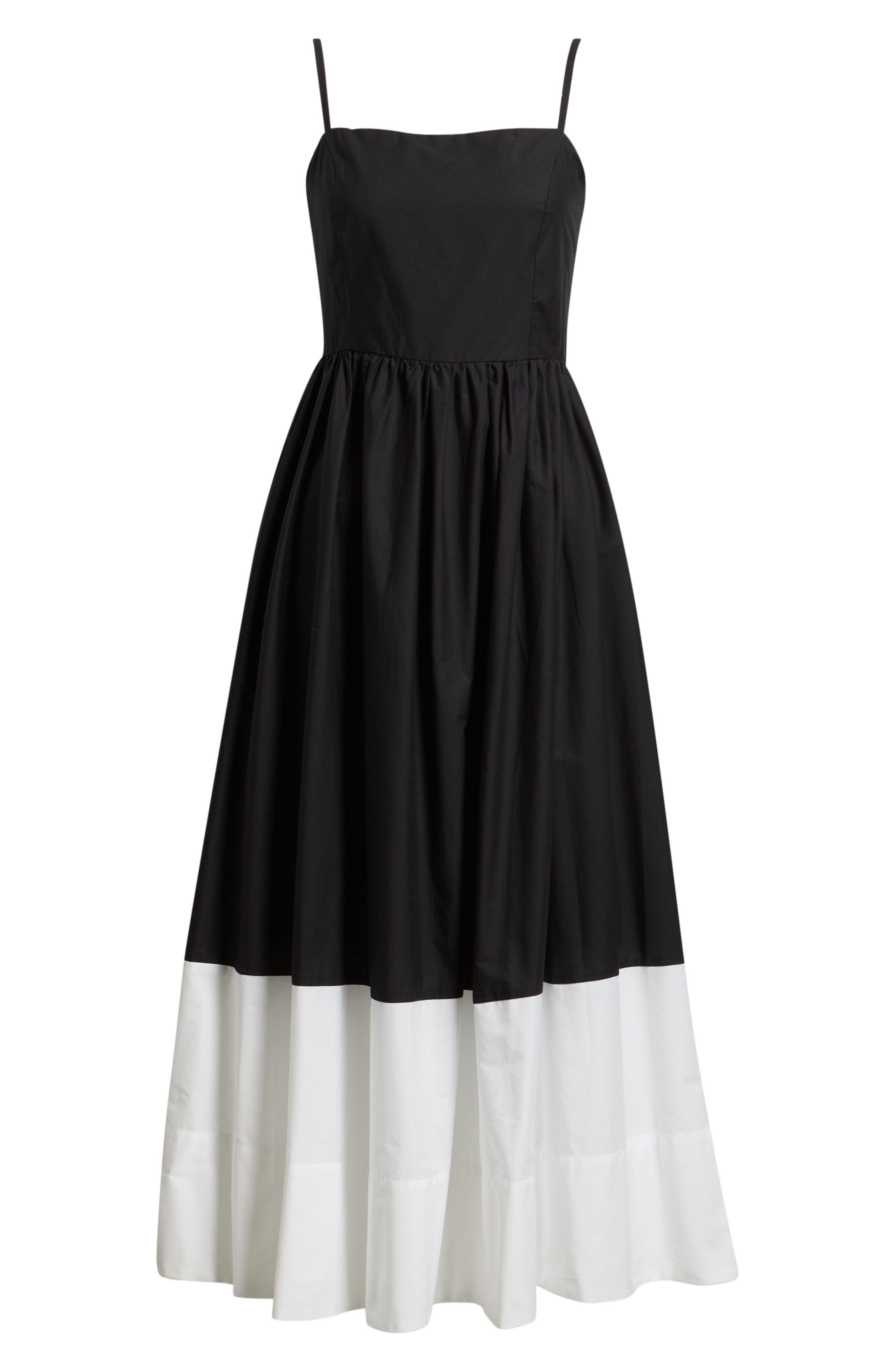 color block fit and flare dress JR Stretch Woven Color Block Fit and Flare Dress With Sash