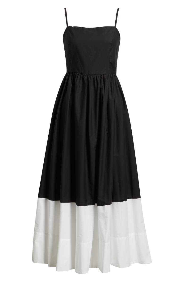 CeCe Colorblock Fit & Flare Midi Dress, Alternate, color, Rich Black