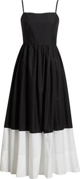 CeCe Colorblock Fit & Flare Midi Dress