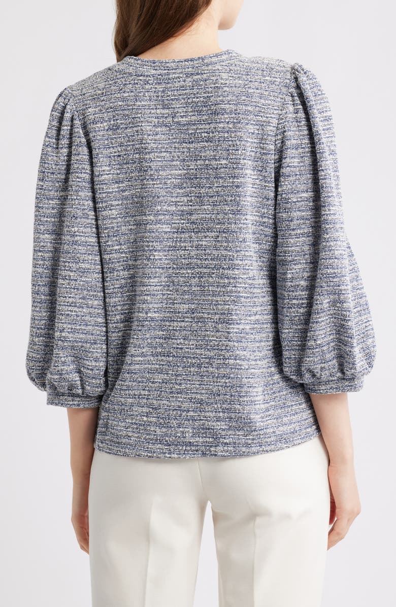 AK ANNE KLEIN Balloon Sleeve Knit Top, Alternate, color, Distant Mountain / White Dove