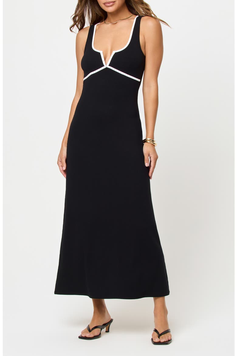 Sayge Maxi Cover-Up Dress, Main, color, BLACK/ CREAM