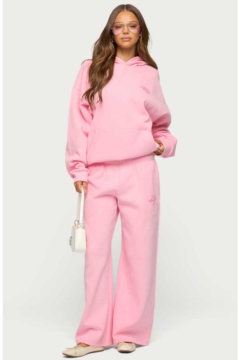 Keychain Embroidery Wide Leg Sweatpants, Alternate, color, PINK