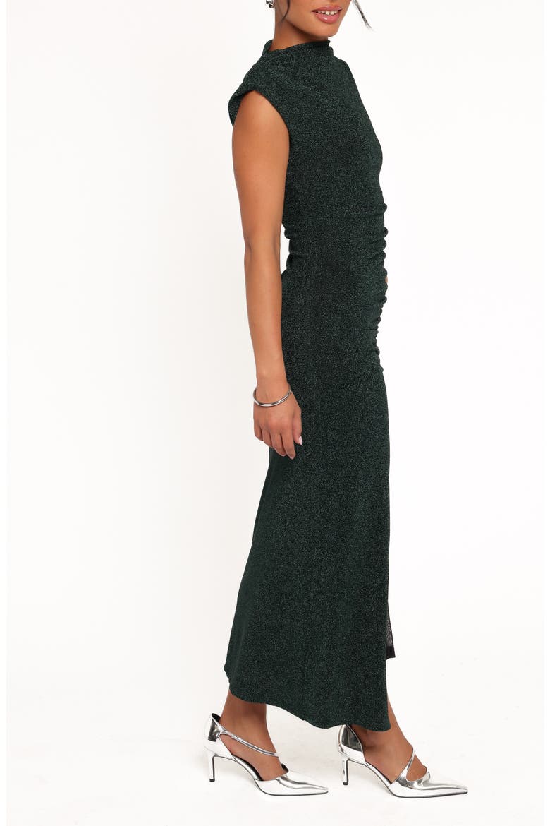 Mel Metallic Cap Sleeve Midi Dress, Alternate, color, DARK EMERALD