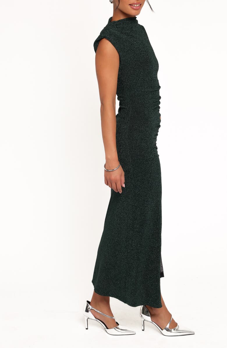 Petal & Pup Mel Metallic Cap Sleeve Midi Dress, Alternate, color, Dark Emerald